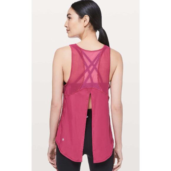 Lululemon Tank Women Sculpt Tie Back Violet Red Pink Size M Workout Gym Running - Picture 3 of 8